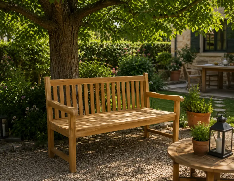 Teakholz Gartenbank Klasso mit Armlehne