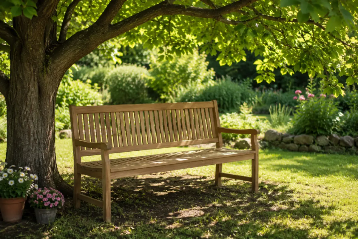 Teakholz Gartenbank Rio mit Armlehnen