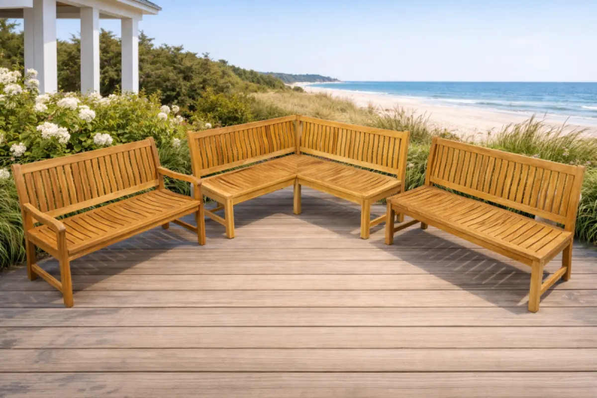 Teakholz Gartenbank Rio mit Armlehnen