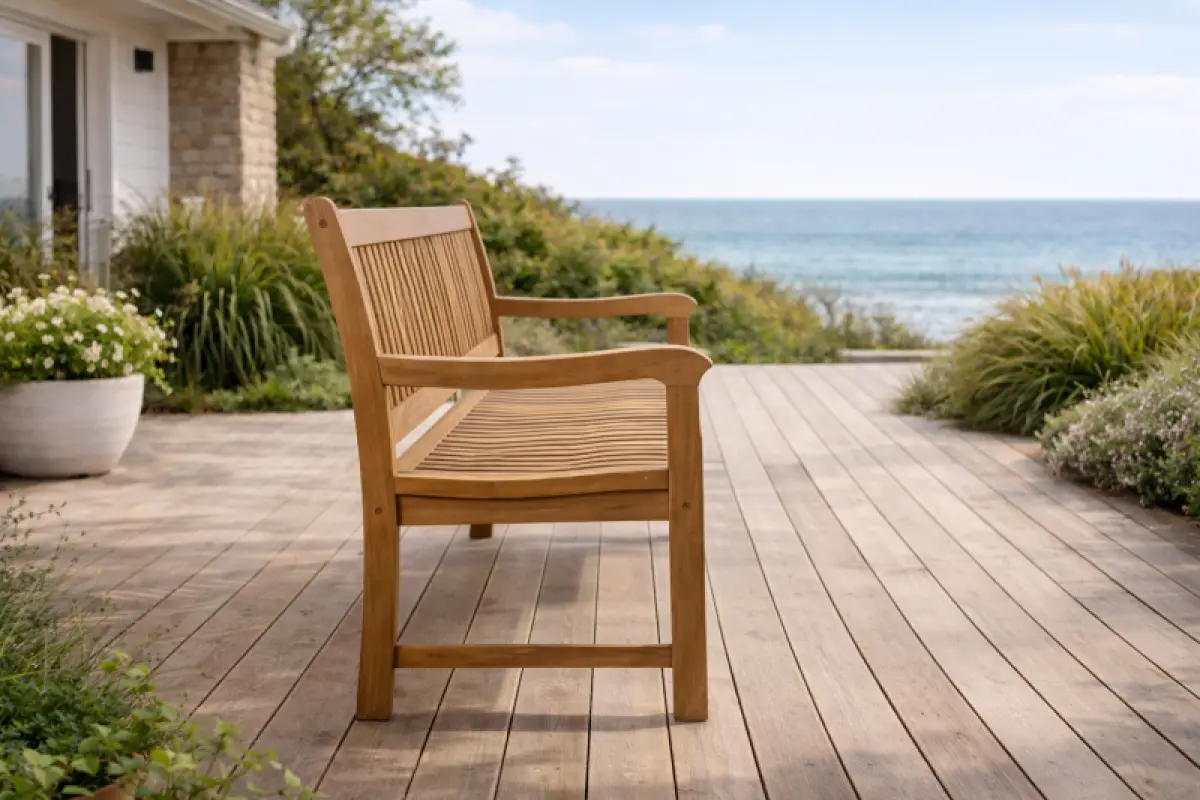 Teakholz Gartenbank Rio mit Armlehnen