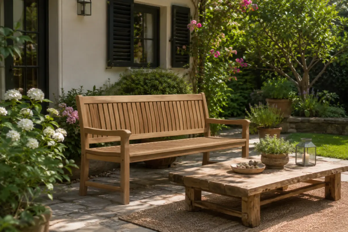 Teakholz Gartenbank Rio mit Armlehnen