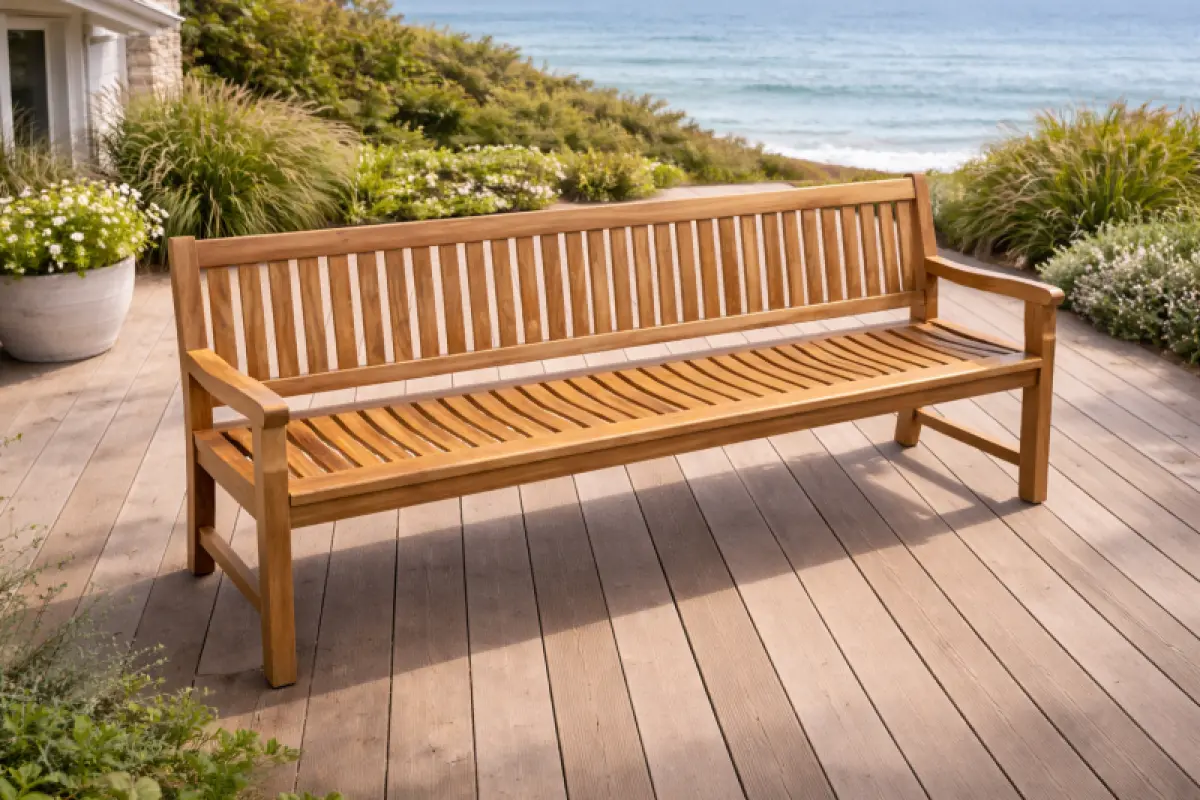 Teakholz Gartenbank Rio mit Armlehnen