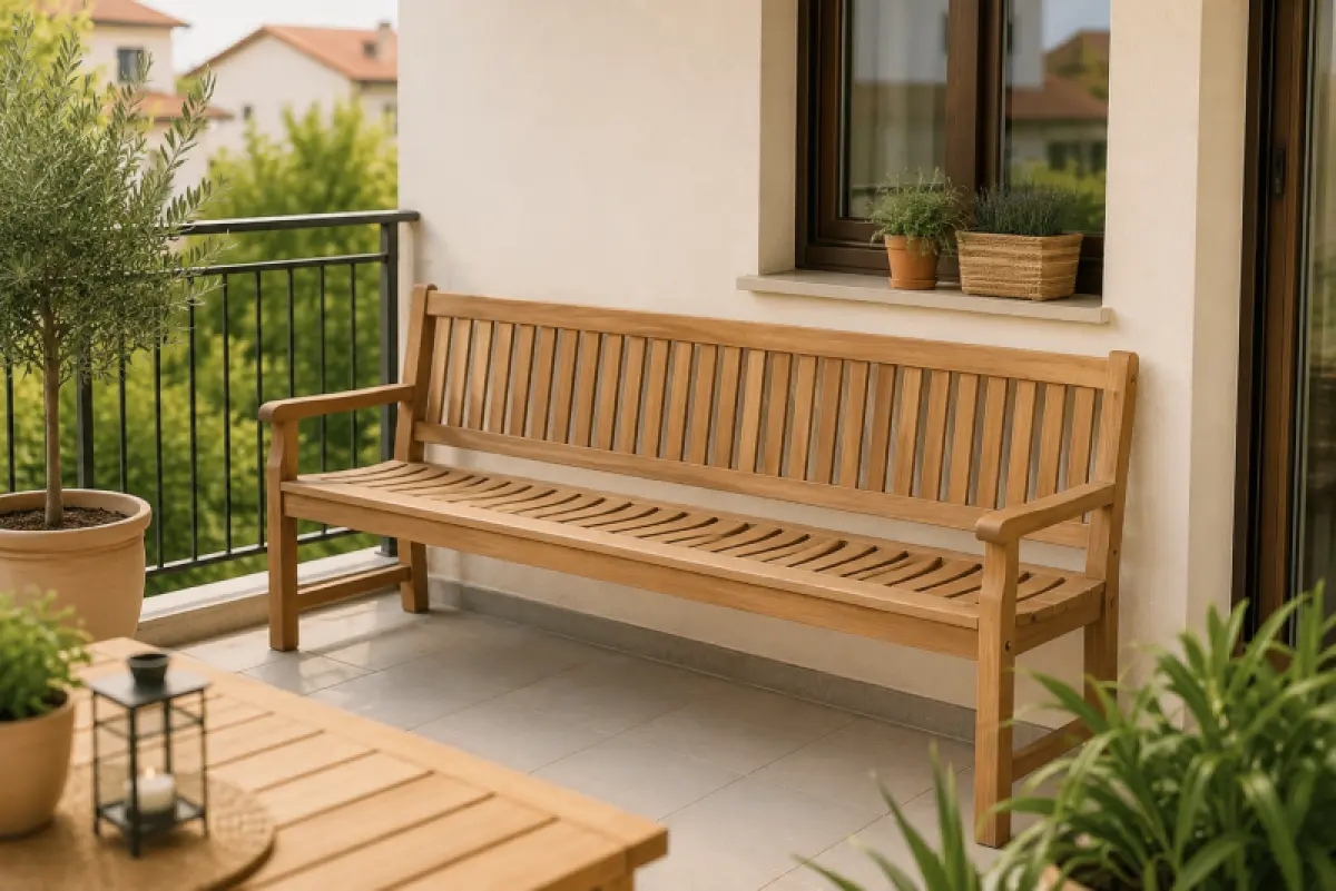 Teakholz Gartenbank Rio mit Armlehnen