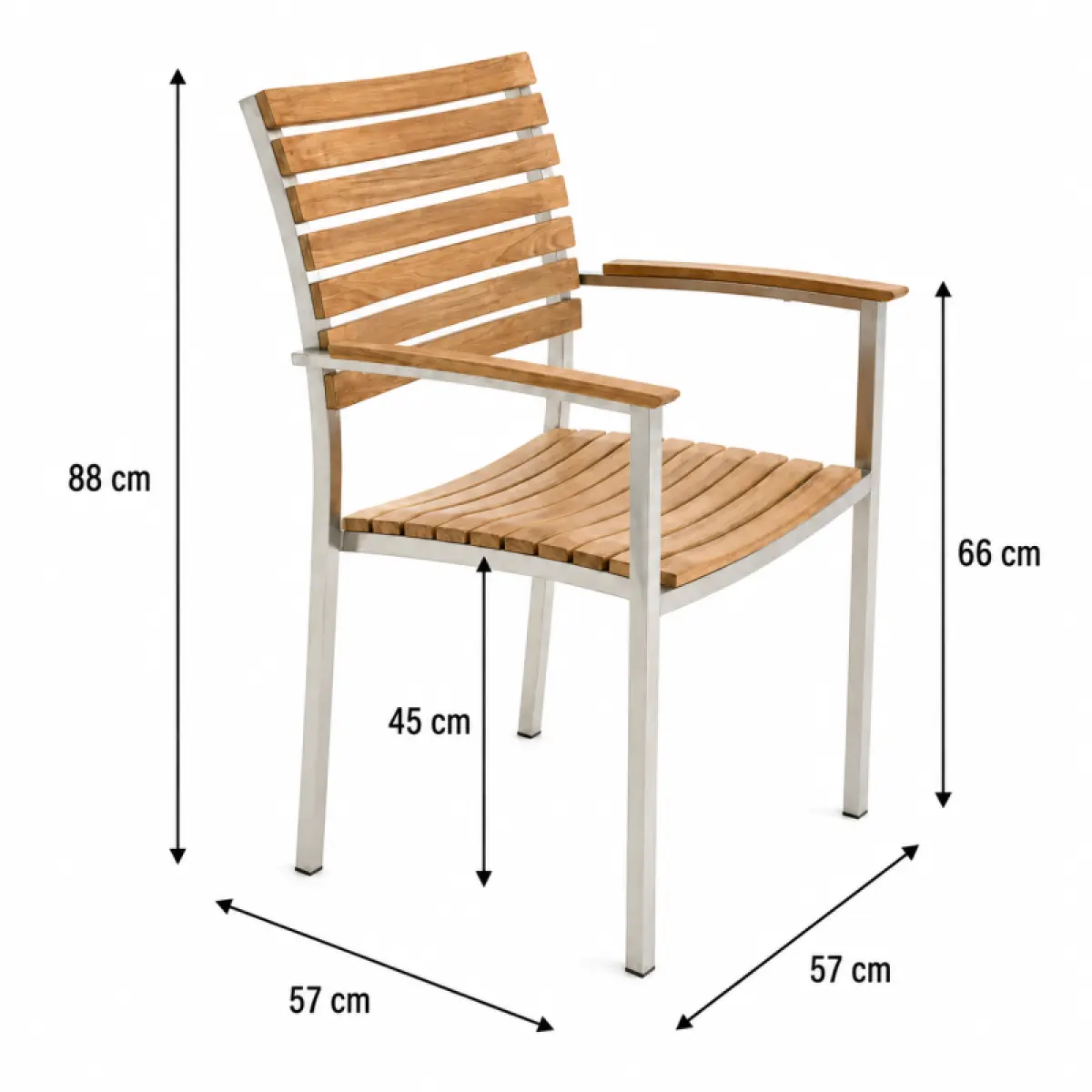 Teakholz-Gartenstuhl Memory mit Arm