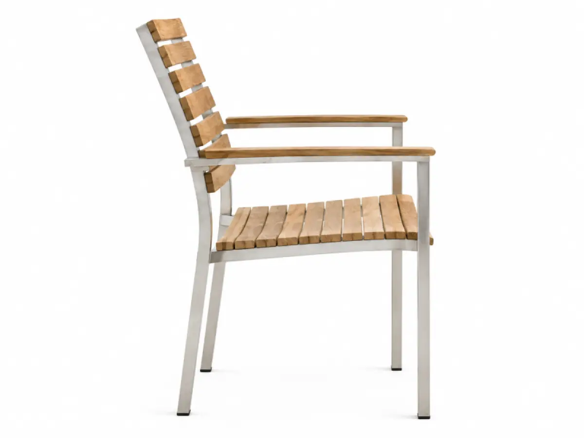 Teakholz-Gartenstuhl Memory mit Arm