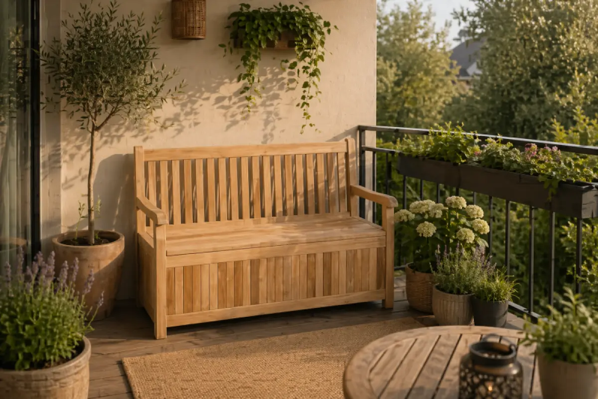 Truhenbank Toronto aus Teakholz 
