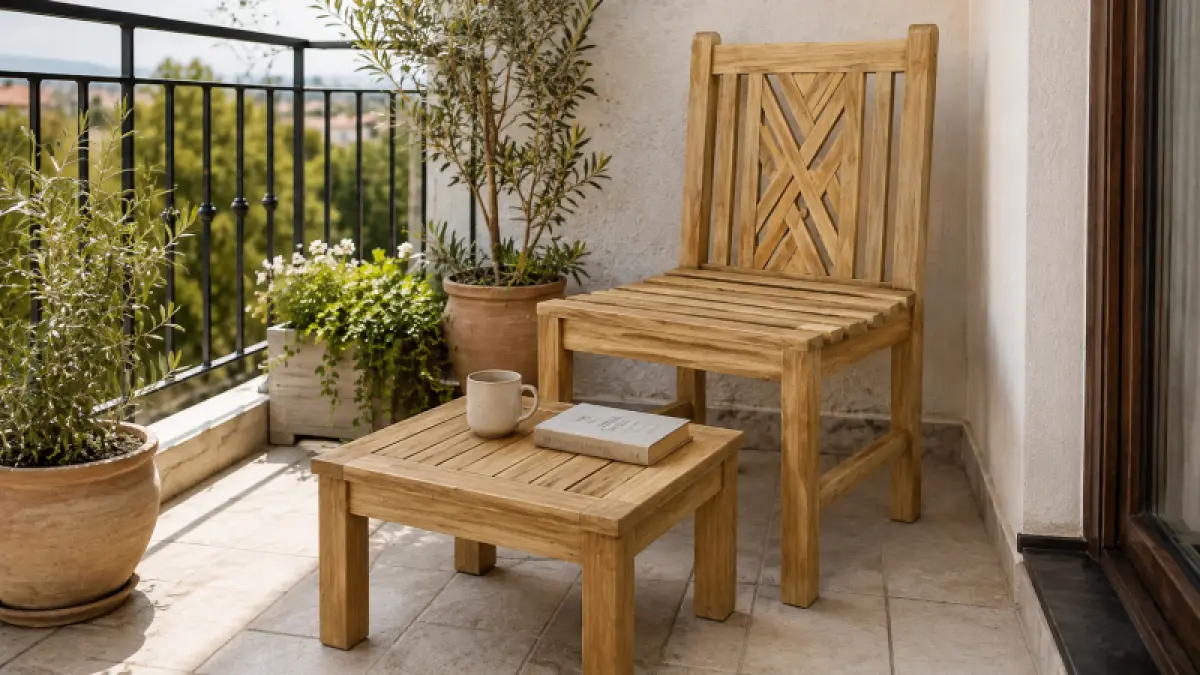 Turcano Teakholz Gartenstuhl mit Armlehne