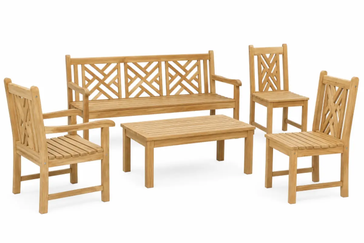 Turcano Teakholz Gartenstuhl mit Armlehne