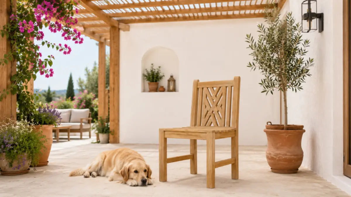 Turcano Teakholz Gartenstuhl mit Armlehne